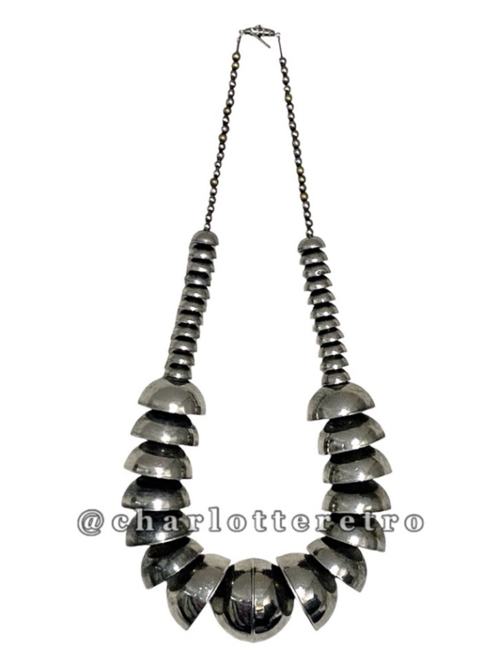 vtg Gaudy Silver Statement Necklace